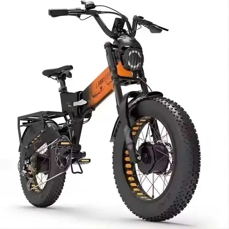 

2025 dual motor folding electric bicycle, 2000W mountain bike, 48V and 20AH detachable batteries, 7-speed
