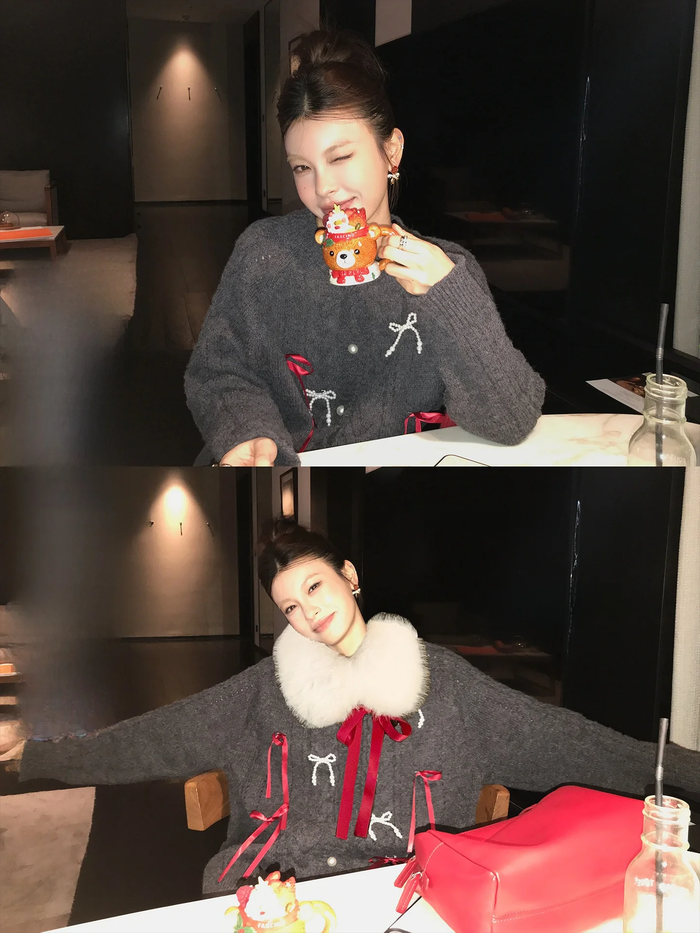 

Женский свитер LIONE Cisas Waltz: свободный крой, вязаный, с отстегивающимся жемчужным бантом, повседневный, с круглым вырезом, длинными рукавами