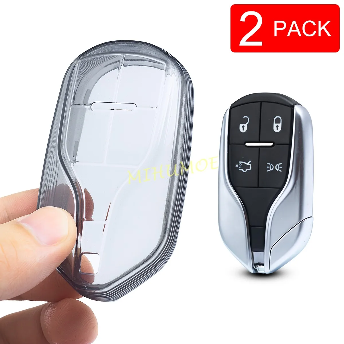2x transparente TPU-Autoschlüsselhülle für Maserati Ghibli Quattroporte Levante 2017 2018 2019 2020 2021 2022 2023 2024