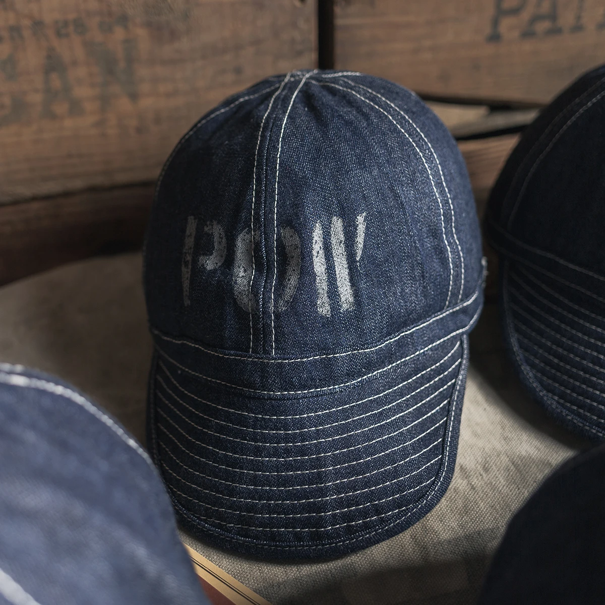 

Bronson Original Color Red Ear Denim Baseball Cap POW Cowboy Flat Brim Daisy Mae PW War Prisoner Hat Unisex Spring Fashion
