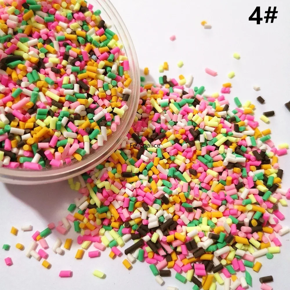 1KG Cute Mix Cylinder shaped Polymer Clay For Filler For Slime DIY Supplies Candy Fake Cake Dessert Mud Particles Sprinkles