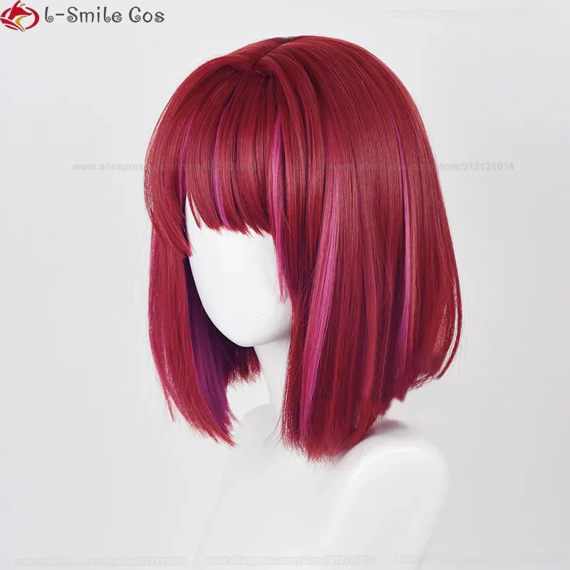 ss13High Quality Wig Anime Cosplay 30cm Red Mixed Pink Arima Kana Heat Resistant Synthetic Wigs