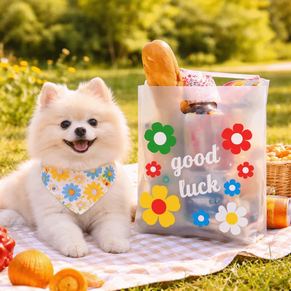50pcs Transparent Plastic Gift Bag HyunA Flower Waterproof Clear Storage Bag Large Capacity Daisy Shopping Handbag Shower
