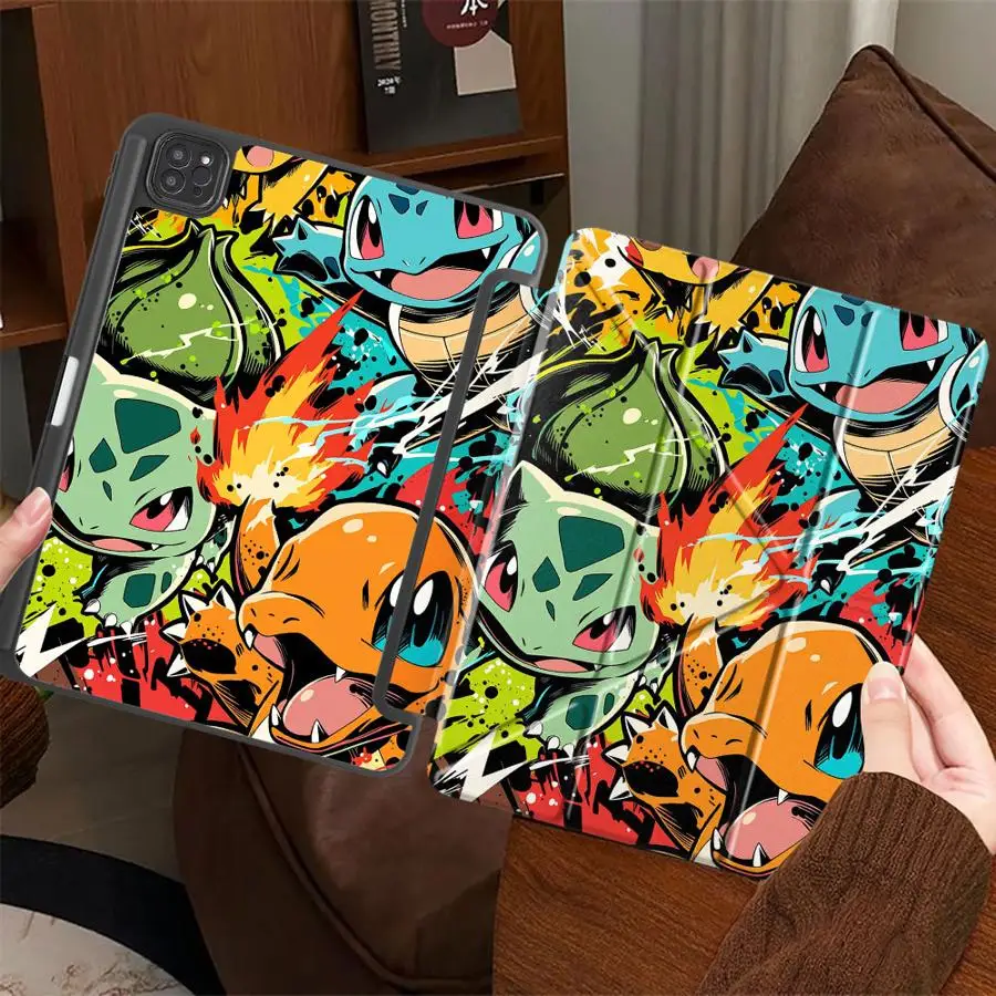 Etui na tablet z motywem anime Pokemon dla iPad Pro 11, 10, 9, 8, 7 generacji, 12.9 cala, Mini 6, 7, Pro 2025, Air 4, 5, M3, M2, 1, 2, M4, 11 cali z uchwytem — zdjęcie produktu 2
