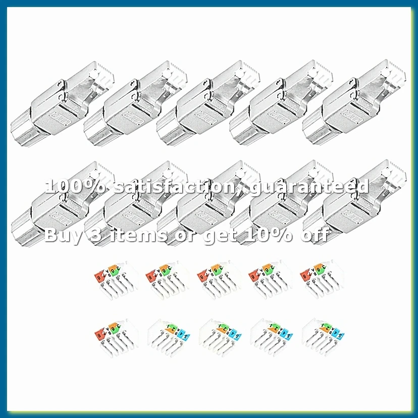 ●RJ45 Cat7 Connectors Tool-Free Reusable Shielded Ethernet Termination Plugs, Internet Plug, Fast Field Installation