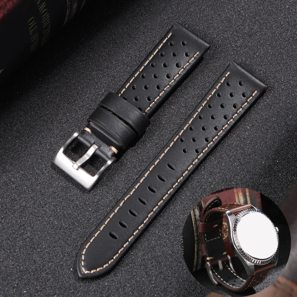 18mm 20mm 22mm 24mm Genuine Cowhide Leather WatchStrap Soft Breathable Wristband for Tissot for Seiko Watch Band Men Women strap