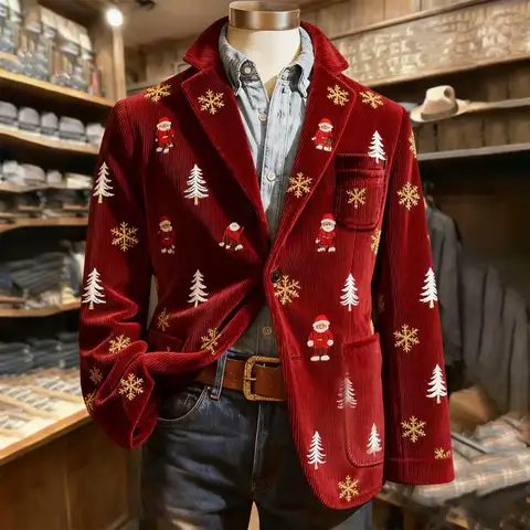Veste Cardigan chaude imprimée de noël pour hommes, veste d'automne et d'hiver, haut confortable et élégant, costume décontracté avec boutons