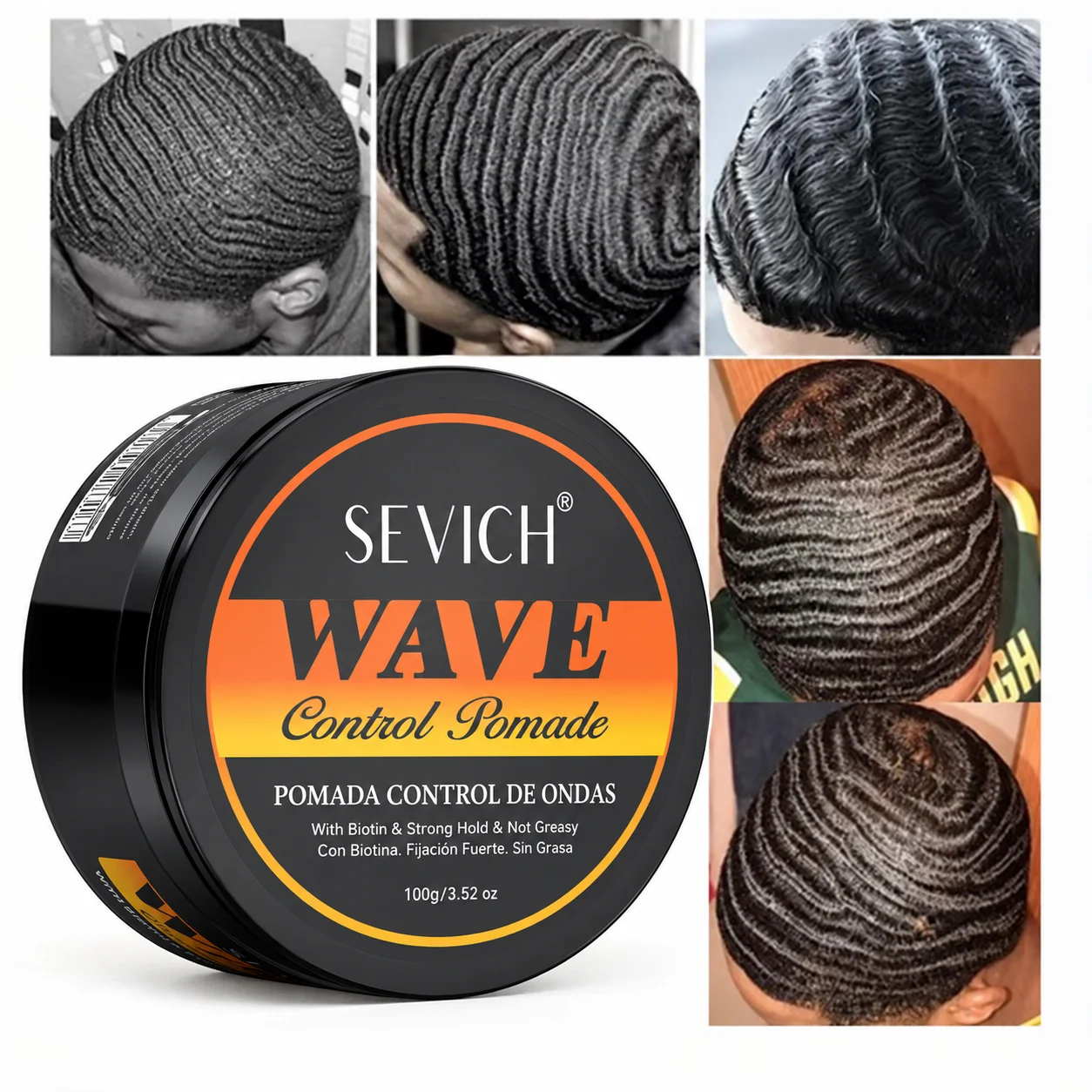 Wave Control Pomade for 360 Waves Strong Hold Non Greasy Hair Styling Gel with Biotin Men Wave Cream Hair Pomade 100g