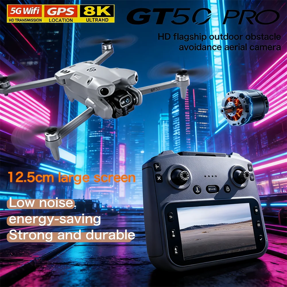 

Дрон GT50 PRO профессиональный с камерой 4K HD, 5G Wi-Fi, оптическим позиционированием, FPV, радиоуправляемый квадрокоптер для аэрофотосъемки, складной, игрушка