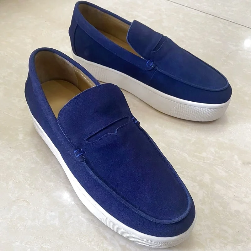 

Luxury Low Top Suede Leather Loafers Men Platform Shoes Thick Soles Flats Casual Sneakers Slip On Mens Trainers