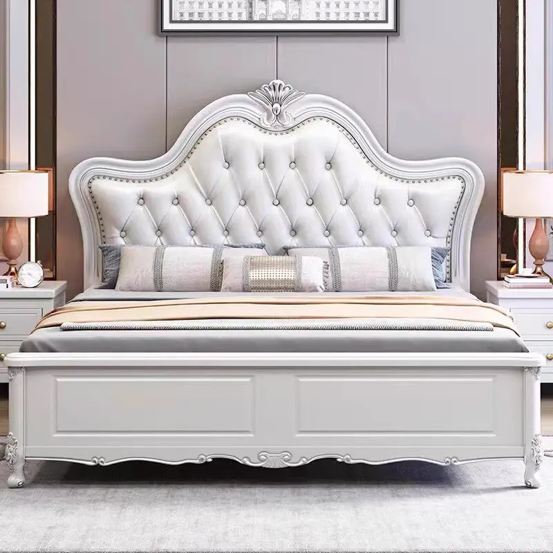 

princess white single bed 180x200 European soft bag elegant bed frame American modern large muebles para hogar bedroom furniture