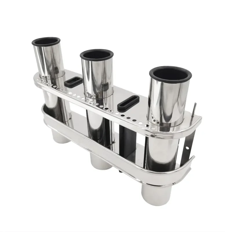 Stainless steel triplet fishing rod holder fixed fishing gear fishing rod bracket multi-layer barrel seat Luya boat marine
