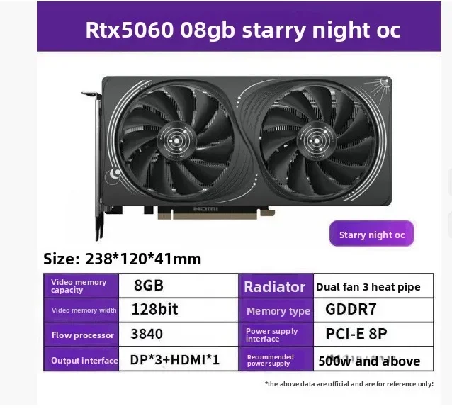 Esports game upgrade 5060 ti 5070 Zotye graphics card RTX5060 8G Starry Night Black