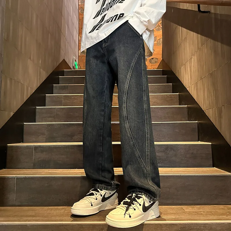 Autumn New Loose Plus Size Straight Curved Blade Jeans Men Jeans Man Pants Fashion Outdoor Versatile Casual
