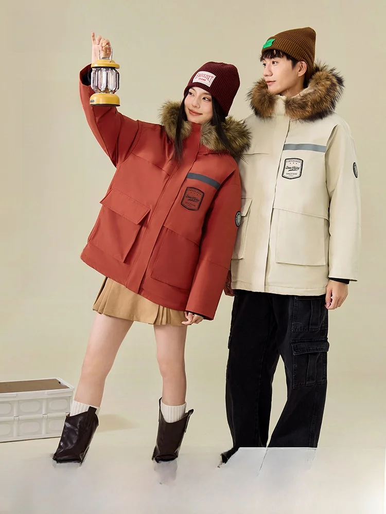 

Snow Flng 2026 Spring New Faionable ort down Jaet for Men Outdoor Parka Sle with Fur Collar Thiened Polyester...