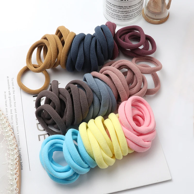 50pcs Girls Solid Color Big Rubber Band Ponytail Holder Gum Headwear Elastic Hair Bands Korean Girl Hair Accessories Ornaments