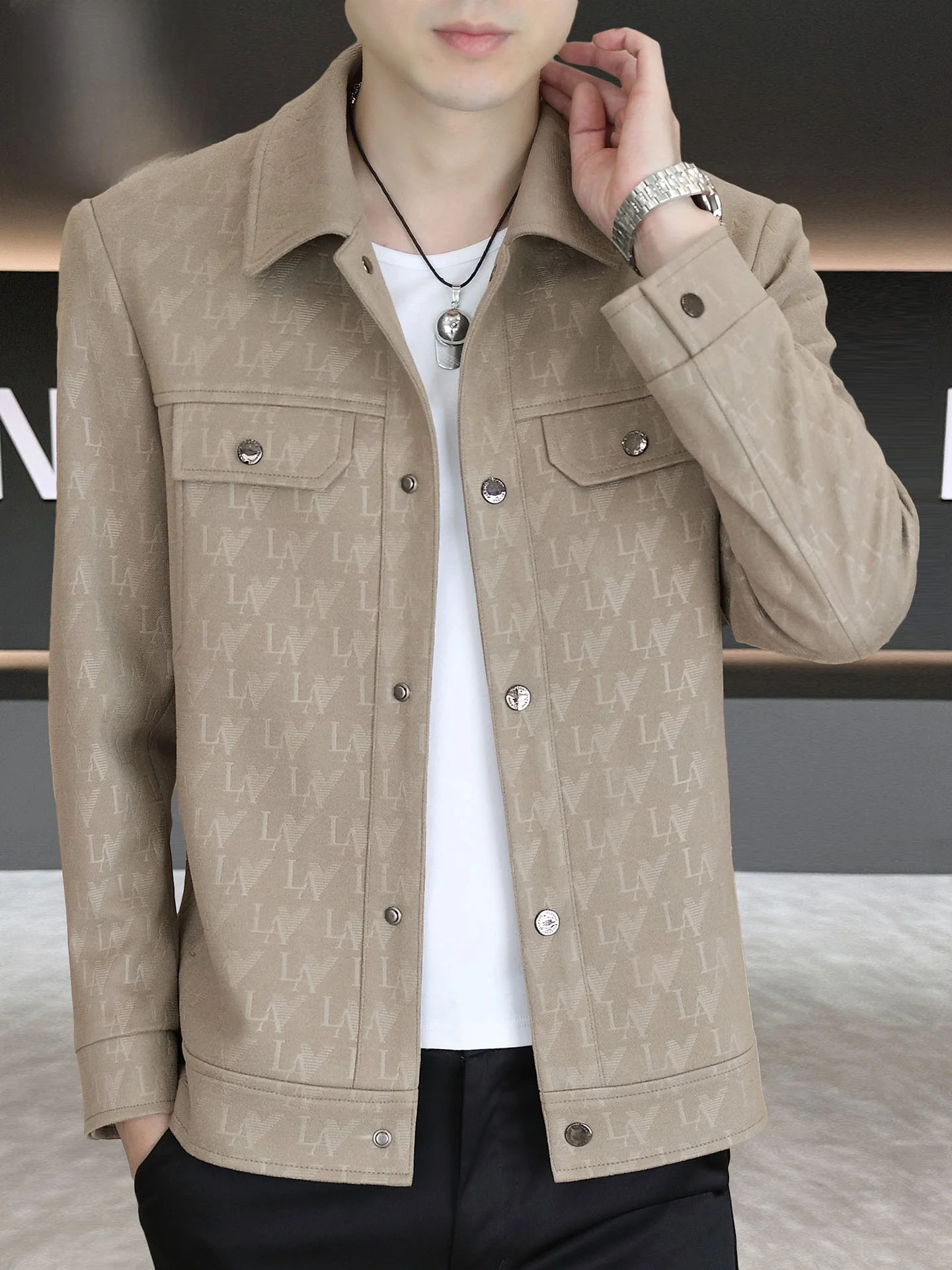 

Pierre Cardin Men's Casual Workwear Jaet Collared Outerwear Spring Autumn High End Polyester Fiber Long Sve Anti Wrinkle