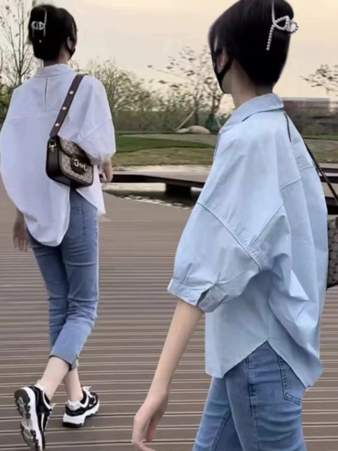 

Women's Short Sleeve Loose Fit Summer Shirt Thin Five Sleeve Sun Protection Outerwear Slimming Top Fashionable Casual Wear