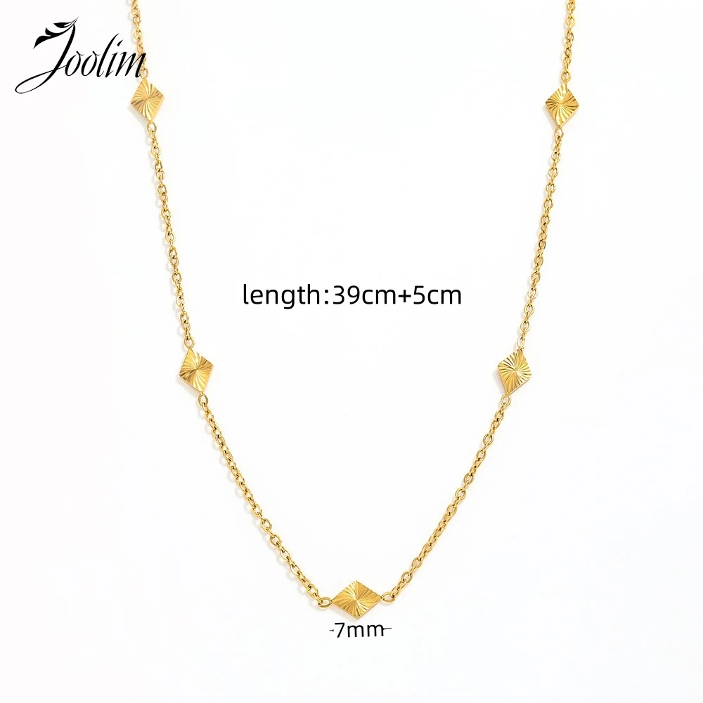 Joolim Jewelry Wholesale No Fade Temperament Batch Flower Pentagram Moon Star Rhombus Pendant Stainless Steel Necklace for Women