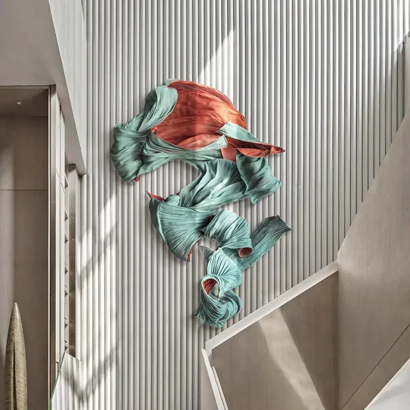 Modern simple entrance entrance aisle villa empty decorative painting handmade fabric advanced sense model room background wall