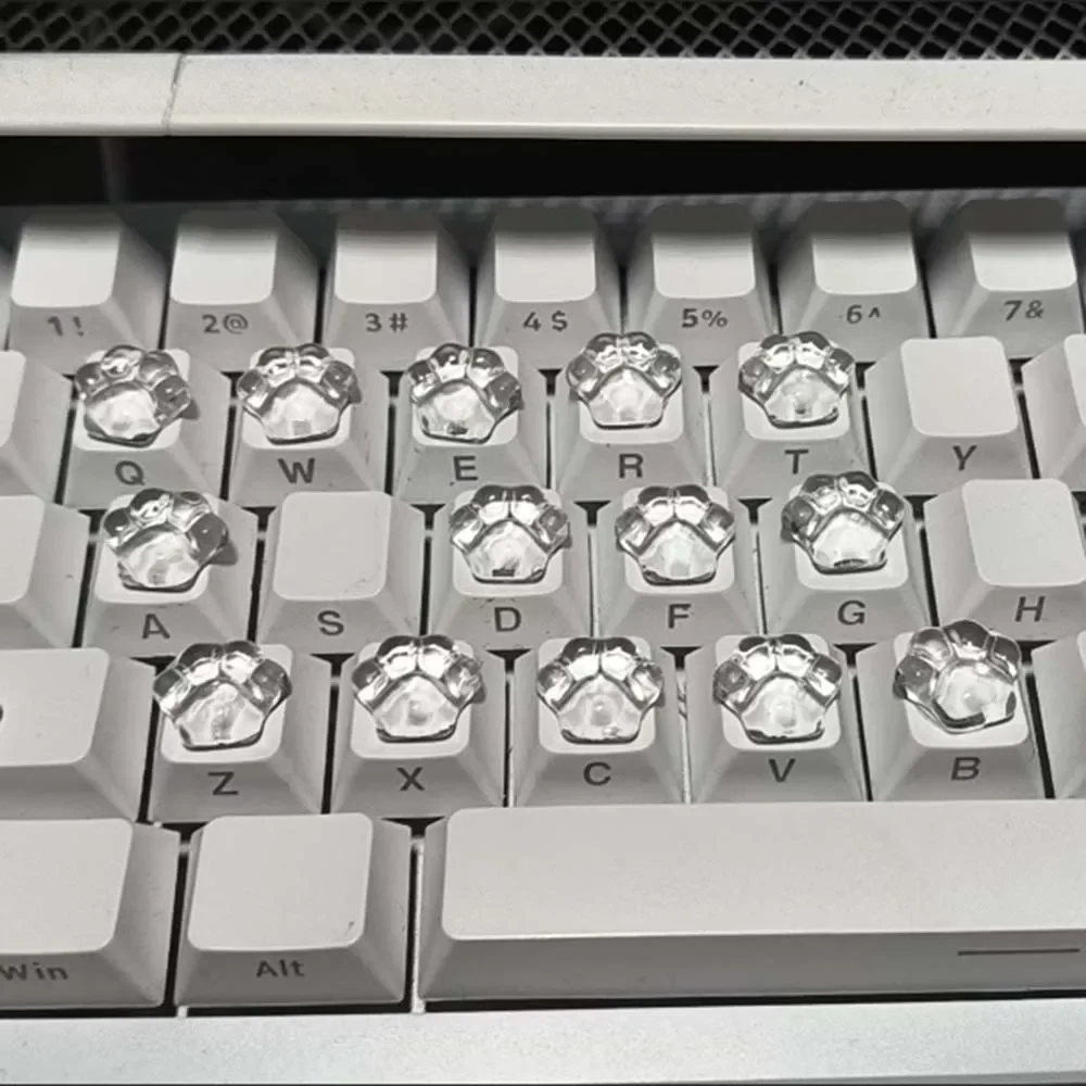 30pcs Cat Paw Keyboard Stickers Transparent Raised Key Pad for Long Nails Typing Helper Cute Desk Decor Keyboard Accessories