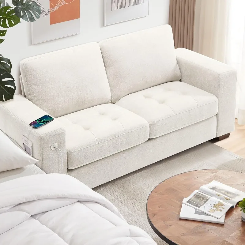 Ihanherry Sofa 70 Inch Loveseat with USB/Type-C Charging Port & Side Pocket, Comfy Modern 2-Seats Sofa for Living Room & Bedroom