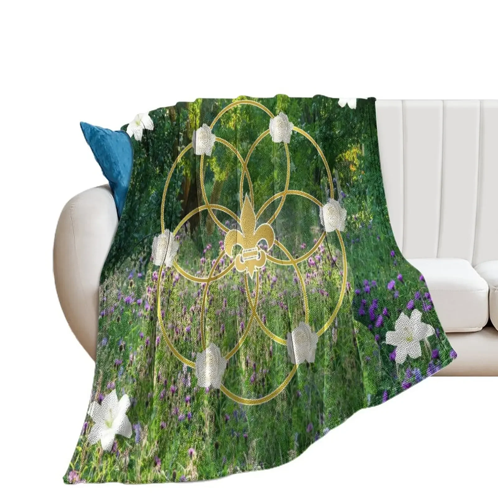 

Garden of Eden Fleur de Lis Seed of Life Throw Blanket Moving Giant Sofa Fashion Sofas Decorative Beds Blankets