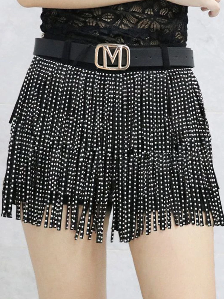 Sexy Fringed Short Jeans Women's Candy Color New Korean Fashion Mid-Waist Trendy Dance Denim Hot Pants Outerwear