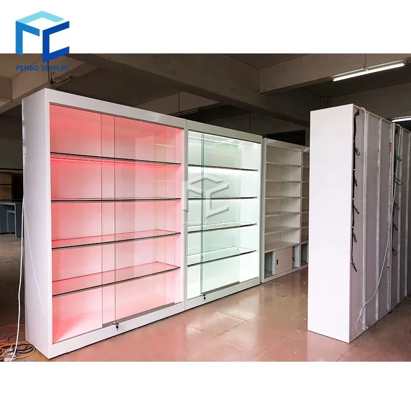 custom.Custom Smoke Shop Glass Display Cabinet Retail Glass Display Cabinet，LED lights use in smoke shops