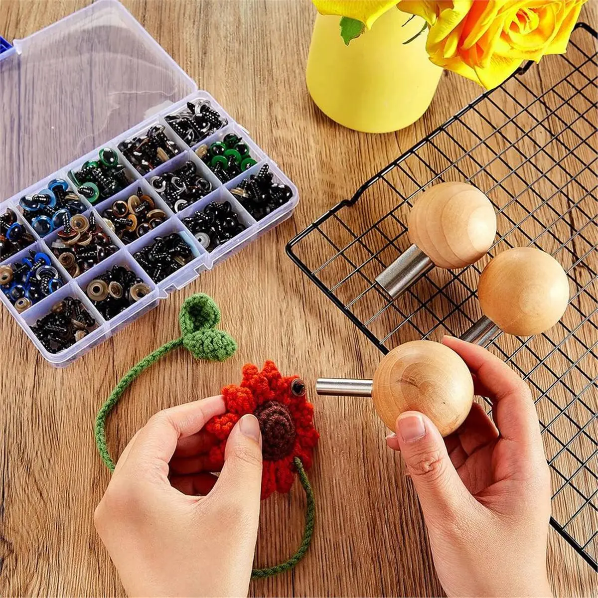 

A45I 3 Pcs Safety Eye Tool Auxiliary Tool for Attaching Safety Eyes for Crocheting Crochet DIY Stuffed Animal Install