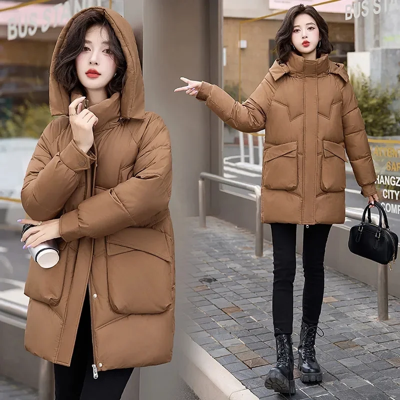 Winter Hooded Jacket Coats Women Long Parkas Down Cotton Overcoat Thick Warm Padded Windproof Casual Windbreaker Female Ouwear