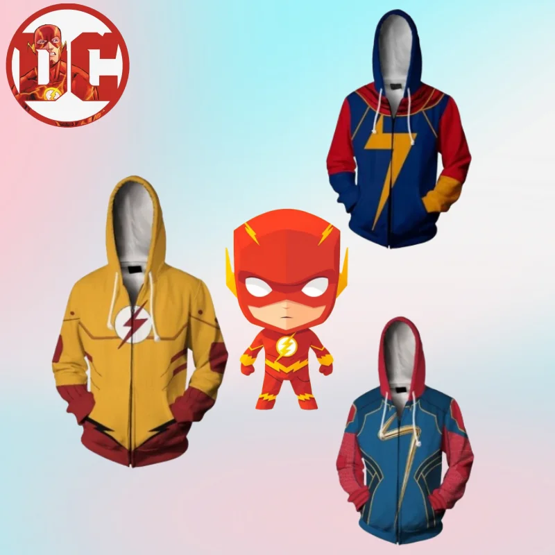 DC The Flash nuevo creativo anime dibujos animados impreso Halloween Cosplay disfraz de actuación elegante y cómoda chaqueta con capucha