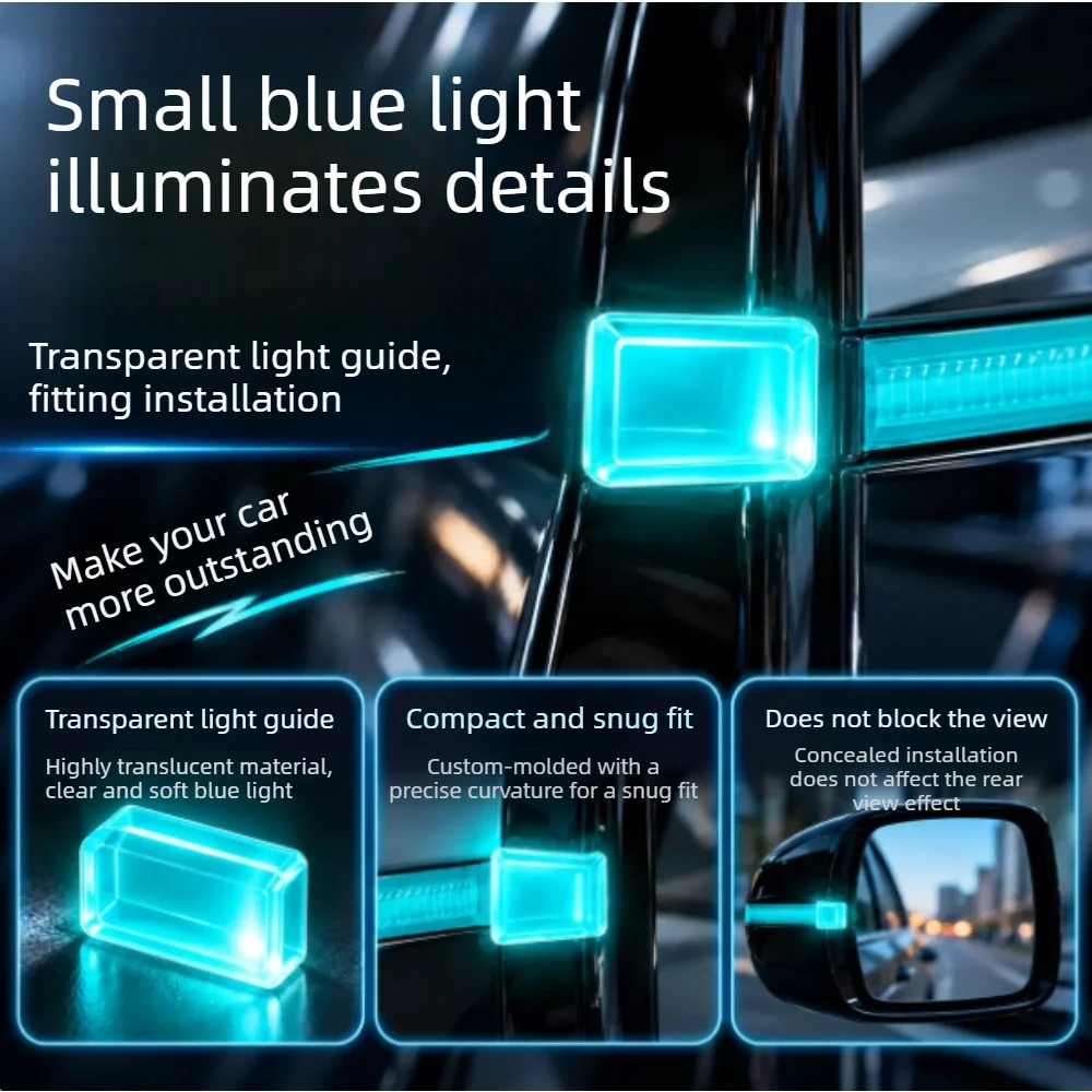 2PCS Universal Car Rearview Mirror Turn Signal Light Guide Dynamic Sequential Strip Side Mirror Indicator Lamp Exterior Parts