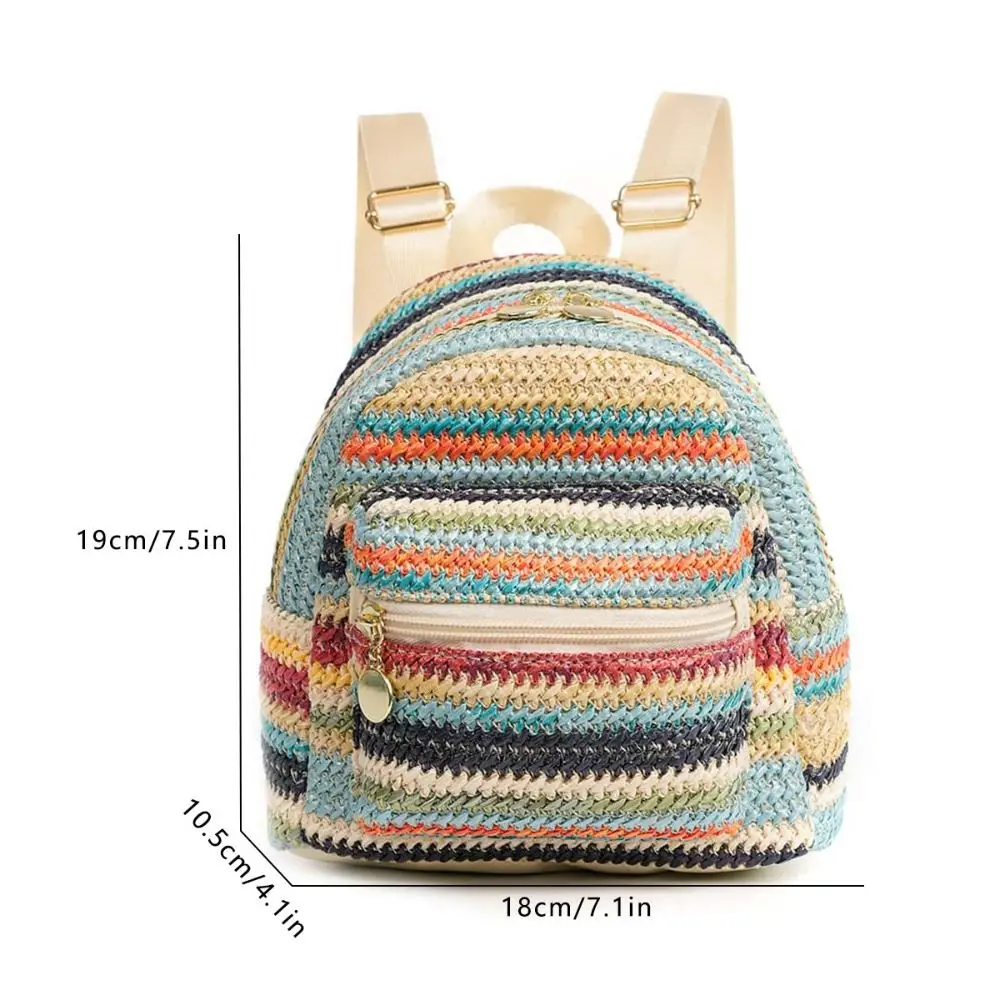 Backpack for Women Fashion Design Straw Shoulder Bag Weaving Travel Bag Summer Beach Rucksack School Bag