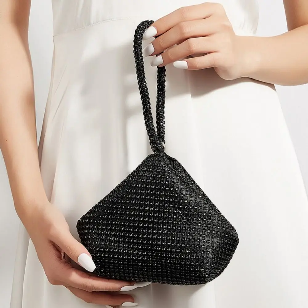 Driehoek ontwerp glitter imitatie strass clutch sprankelende mode dames handtas mini luxe avond clutch vrouwelijk