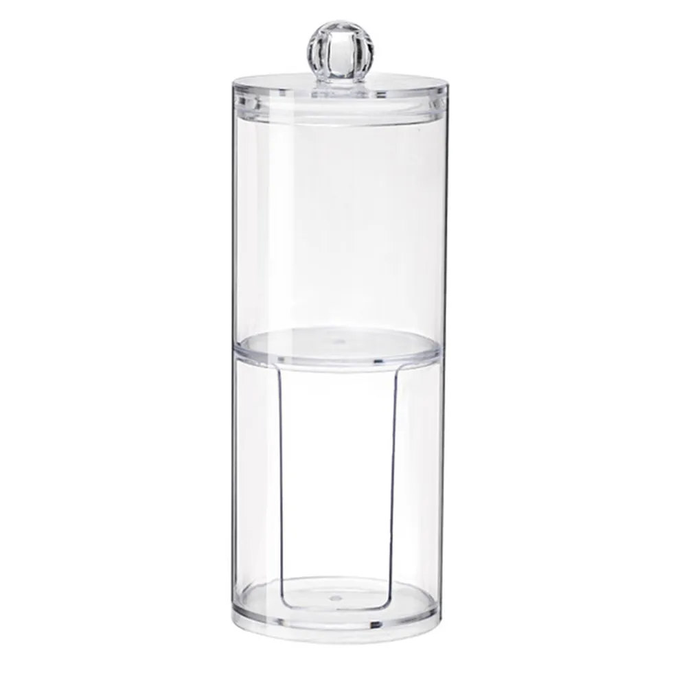 1Pcs Double Layer Cotton Swab Organizer Box with Lid Waterproof Cotton Pad Holder Clear Makeup Storage Container for Home