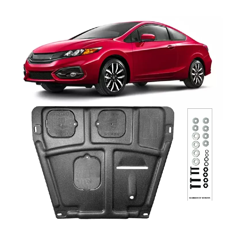 For Honda Civic 9 1.8L  2012-2015 Under Engine Guard Board Splash Shield Mud Fender Plate Cover Black Car Mudflap Mudapron Mudgu