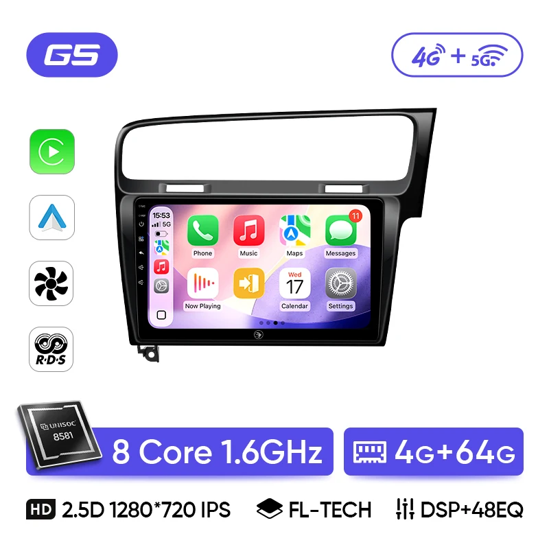 Ainavi Car Radio For Volkswagen VW Golf 7 MK7 RHD 2012 2013 2015 2017 2019 2021 Carplay Android Auto Car Multimedia Player 2 Din image 3