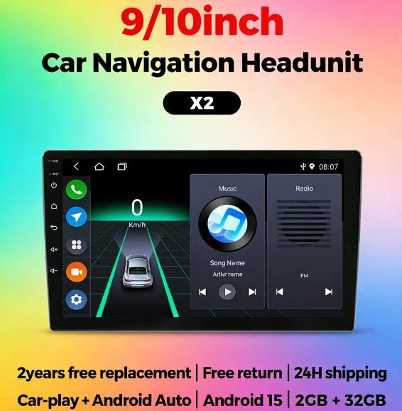 MEKEDE Android 15 Autoradio Head Unit Wireless CarPlay Auto-Multimedia-Player 2 Din Autoradio Stereo GPS-Navigation 4-Kern-Display