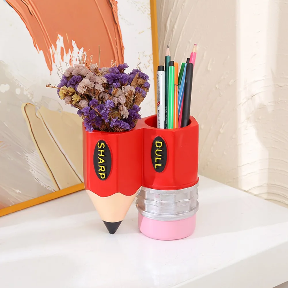 

Creativity Student Pencil Organizer Container Cute Desktop Decoration Makeup Brushes Storage Box Resin Pencil Holder Office