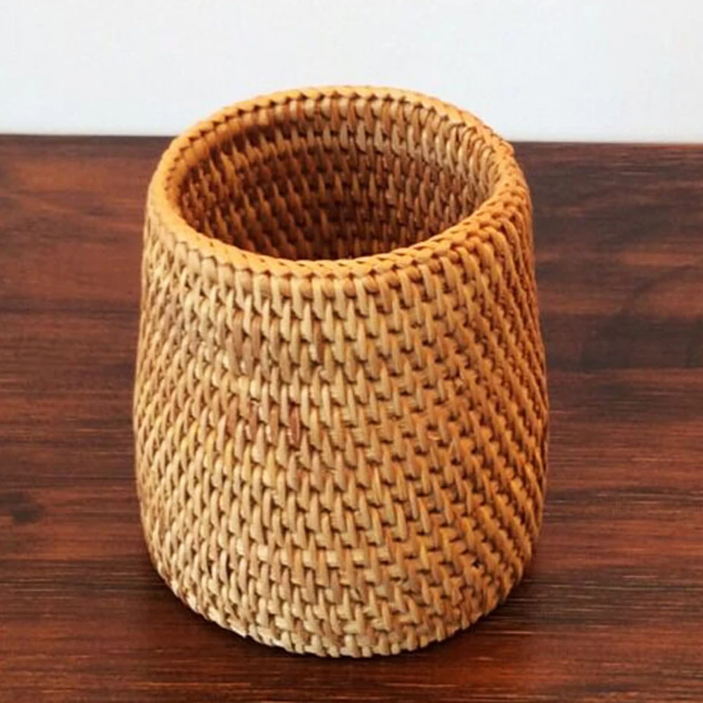 

1PC Rattan Woven Tea Set Container Handmade Tea Ceremony Basket Creative Tea Storage Basket Multi-purpose Rattan Woven Pen Conta
