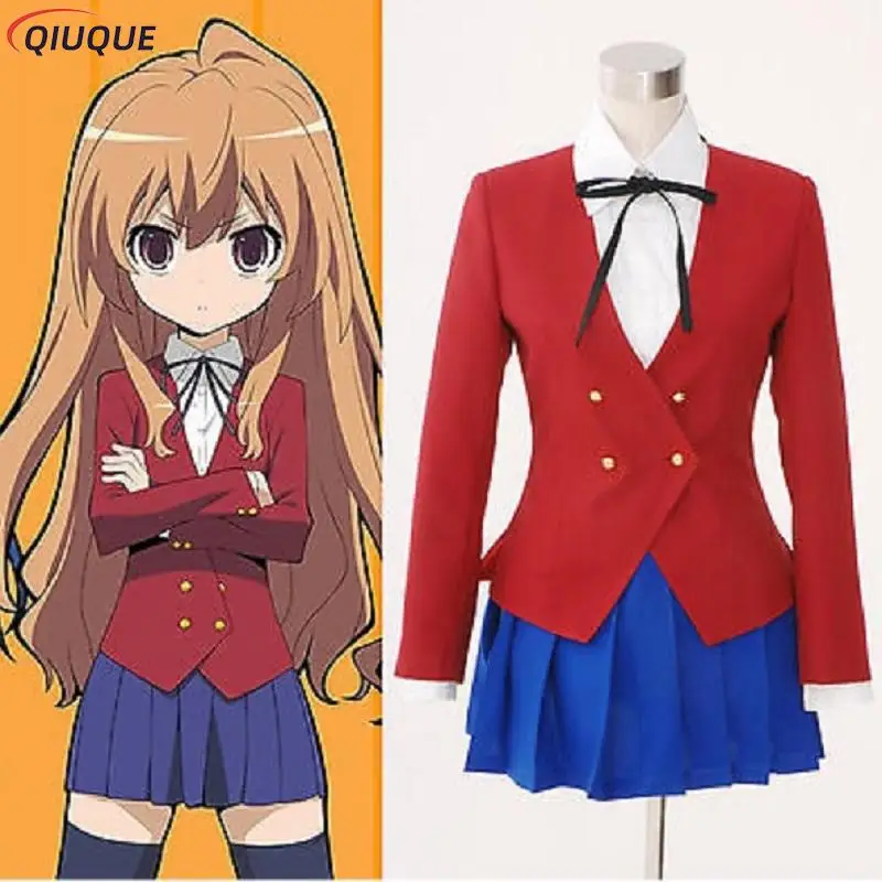 Anime TIGER DRAGON Toradora Cosplay Taiga Aisaka Cosplay Costume Wig School Uniforms Full Set Custom Made