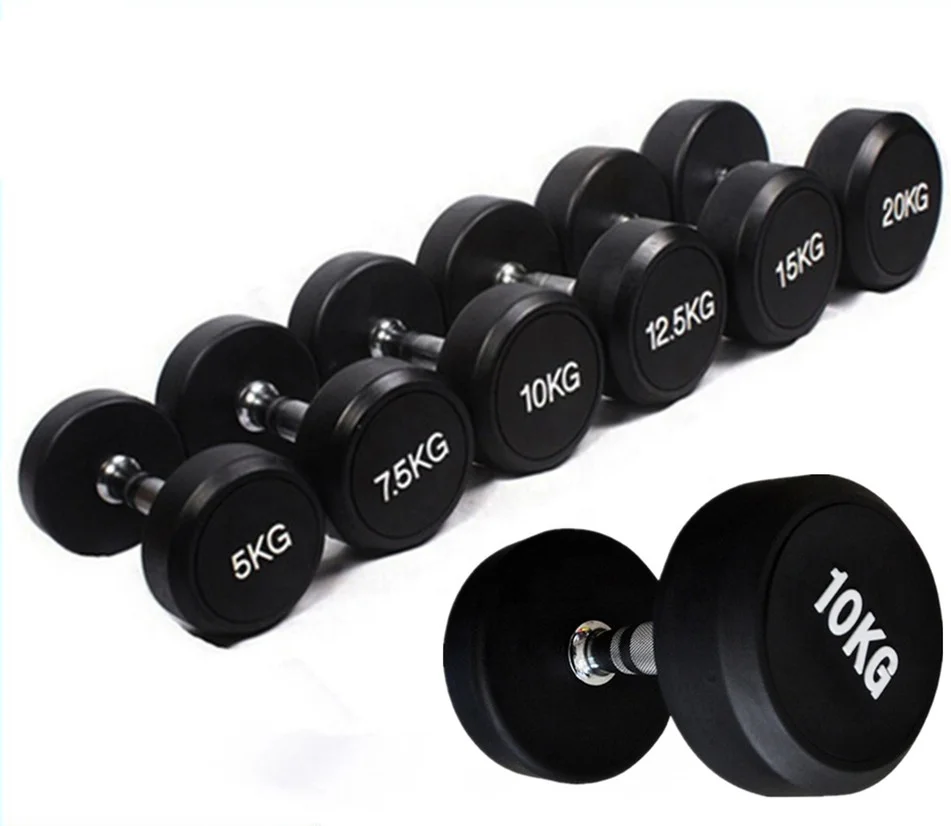 

5-120lb 1-50kg Customize Rubber Coated Round Dumbbell for Sale