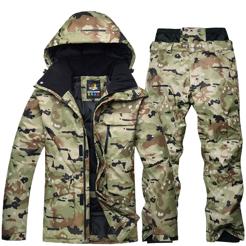 Men\'s Winter Outdoor Clothes Skiing Suit Men\'s Camouflage Jacket Costume 10k Waterproof Thicker Warm Ice Wear Jackets and Pants