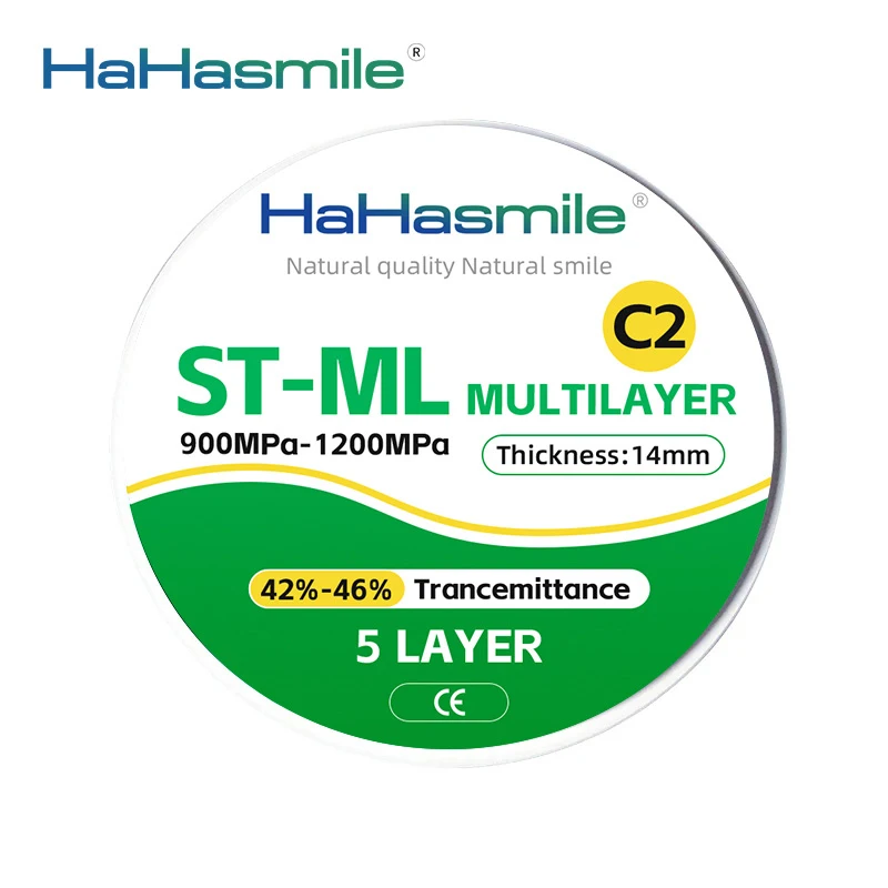 HaHasmile ST-ML-98-C2 5 Layer l Zirconia Multilayer Block Cad Cam Materials High Translucent  Zirconia Disks