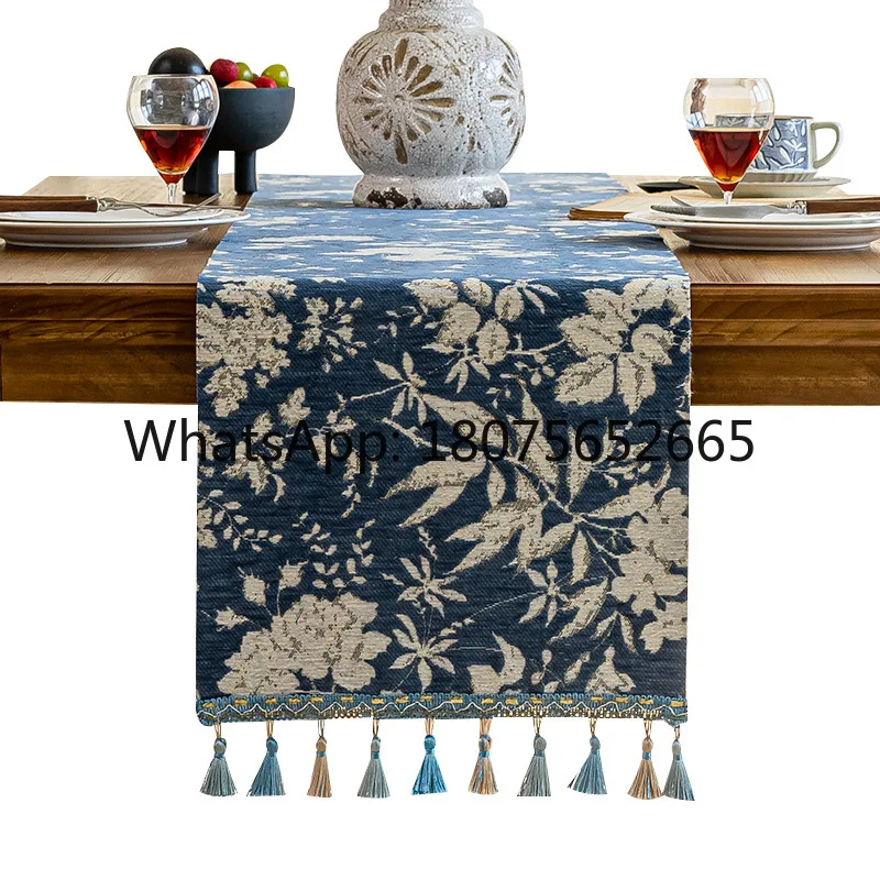 French retro light luxury high-end chenille coffee table runner - new arrival