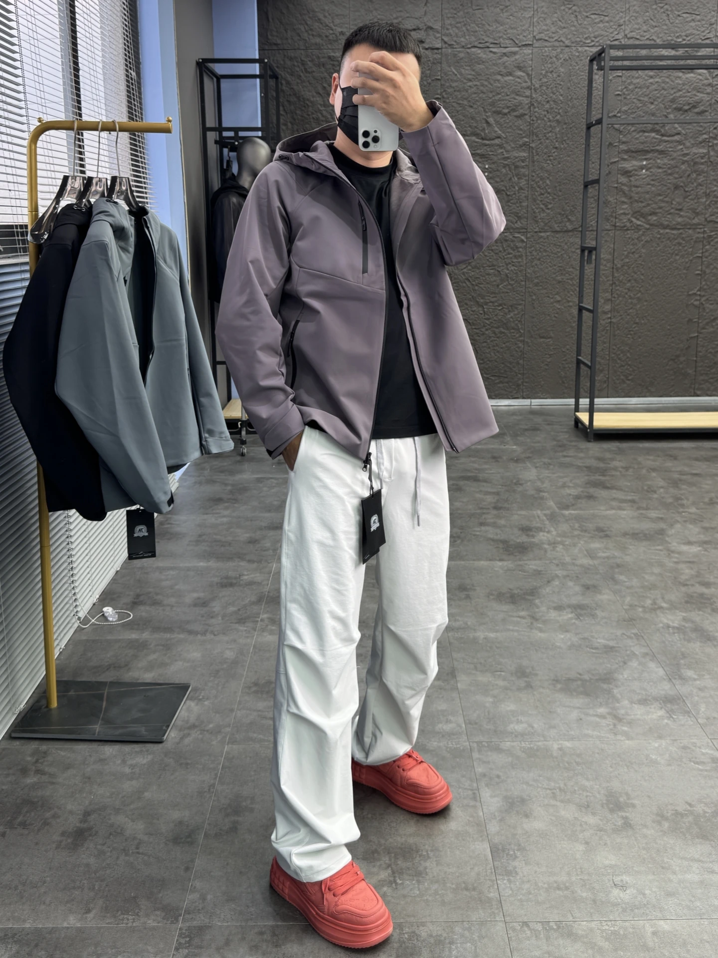 

Men's Outdoor Softell Jaet 6K Function Padded Hooded Windproof Warm Casual Zipper Closure Nylon Fiber Thiened Autumn Coat