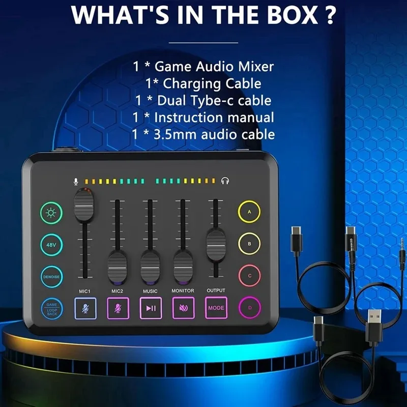 الألعاب جهاز مزج الصوت تأثير بطاقة الصوت RGB البث المباشر DJ تحكم وحدة التحكم ميكروفون واجهة الصوت خلاط خلاط Soundpad
