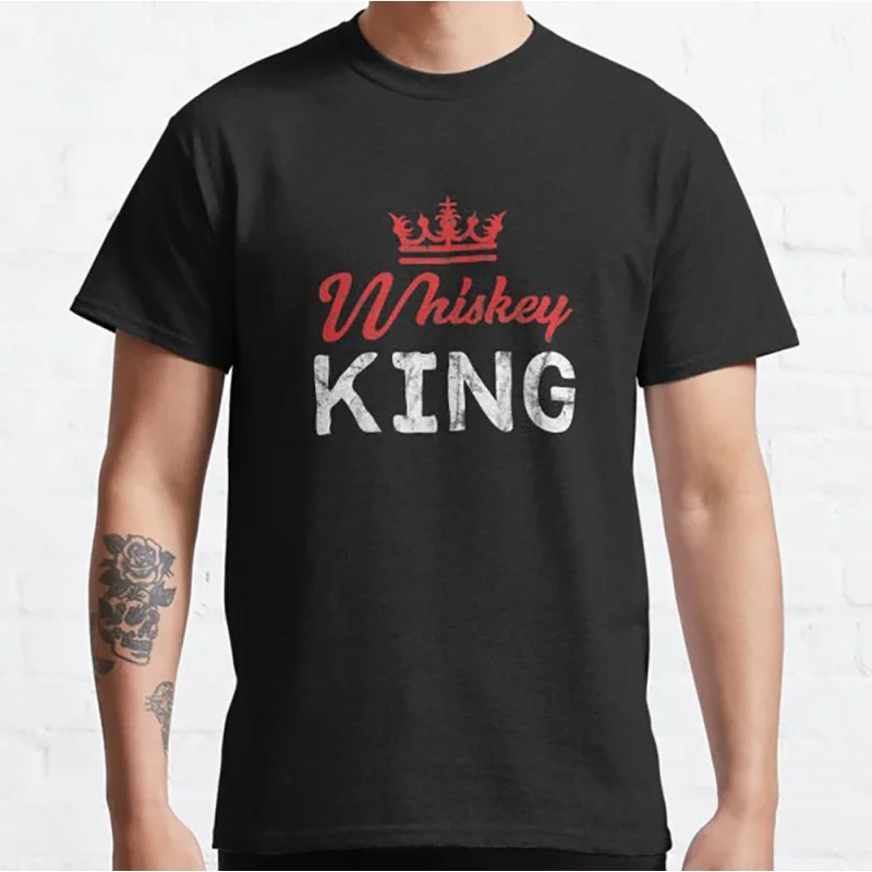 

Whiskey King Funny Retro Drinking Funny Gift t shirt for Dinker100% cotton printed Graphic clothes Large size tops S-6XL