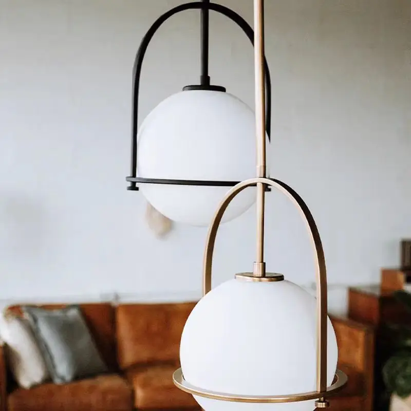 

West elm ceiling light Golden Glass Ball Light Nordic minimalist Hanging Chandelier Dining Room Kitchen Island bar table lamp